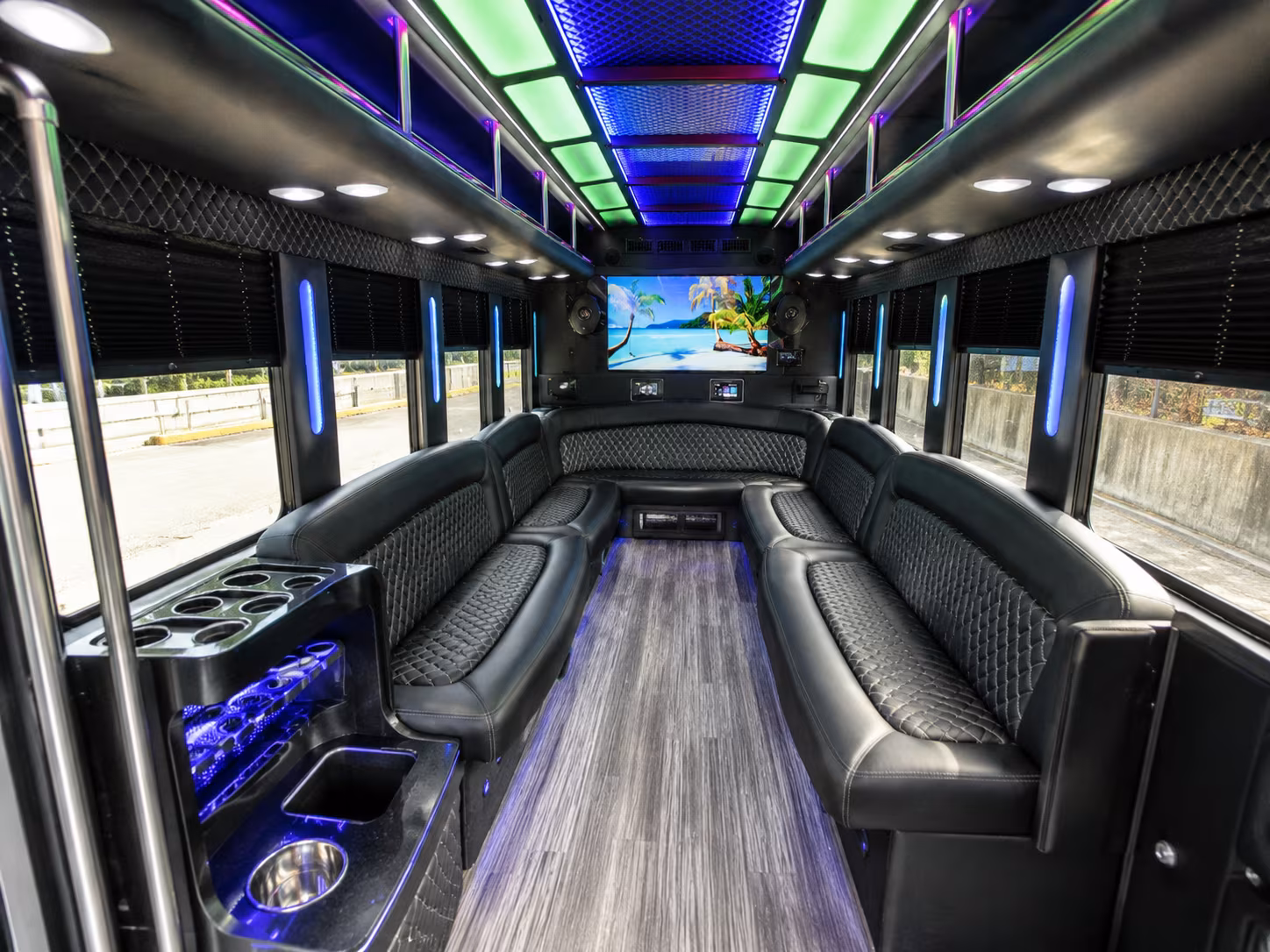 valdosta 18 passenger party bus inside